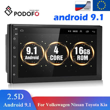 Load image into Gallery viewer, Podofo Android 8.1 2 Din Car radio Multimedia GPS Player 2DIN 2.5D Universal For Volkswagen Nissan Hyundai Kia toyota LADA Ford
