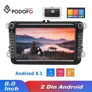 Podofo Android 8.1 2Din Car MP5 Multimedia Video Player GPS Car Radio Auto Radio Stereo 8''Audio For Seat/Skoda/Passat/Golf/Polo