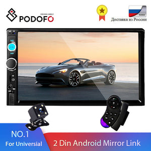 Podofo 2 din Car Radio 7" HD Autoradio Multimedia Player 2DIN Touch Screen Auto audio Car Stereo MP5 Bluetooth USB TF FM Camera