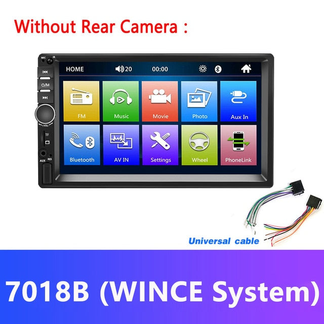 Podofo Android 2 Din Car Radio RAM 2GB+ ROM 32GB Android 7'' 2Din Car Radio Autoradio GPS Multimedia Player For Ford VW Golf