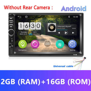 Podofo Android 2 Din Car Radio RAM 2GB+ ROM 32GB Android 7'' 2Din Car Radio Autoradio GPS Multimedia Player For Ford VW Golf