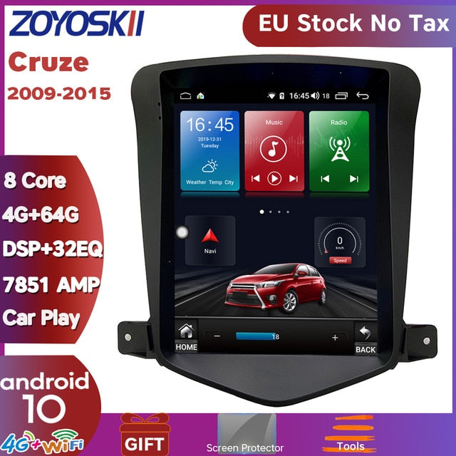 ZOYOSKII Android 10 os 10 inch IPS vetical HD screen car gps multimedia radio player for Chevrolet Cruze Daewoo Lacett 2009-2015