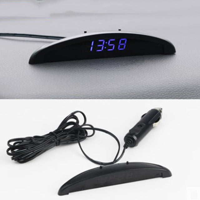 Car Electronic Clock Ornament Automotive Nightlight Mode Interior Temperature Voltmeter Decoration Watch Multifunction Accessory